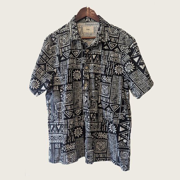 FOLK - Linen blend short sleeve shirt - Sz L - Picture 1 of 7